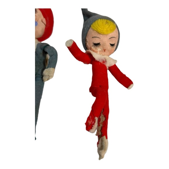 Lot of 3 Stockinette Pixie Elves Ornament Vintage Pixie Elf Ornament - Picture 9 of 16